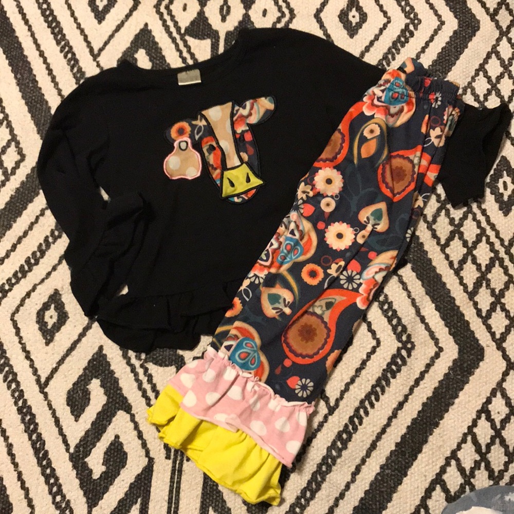 Girls cow boutique outfit
